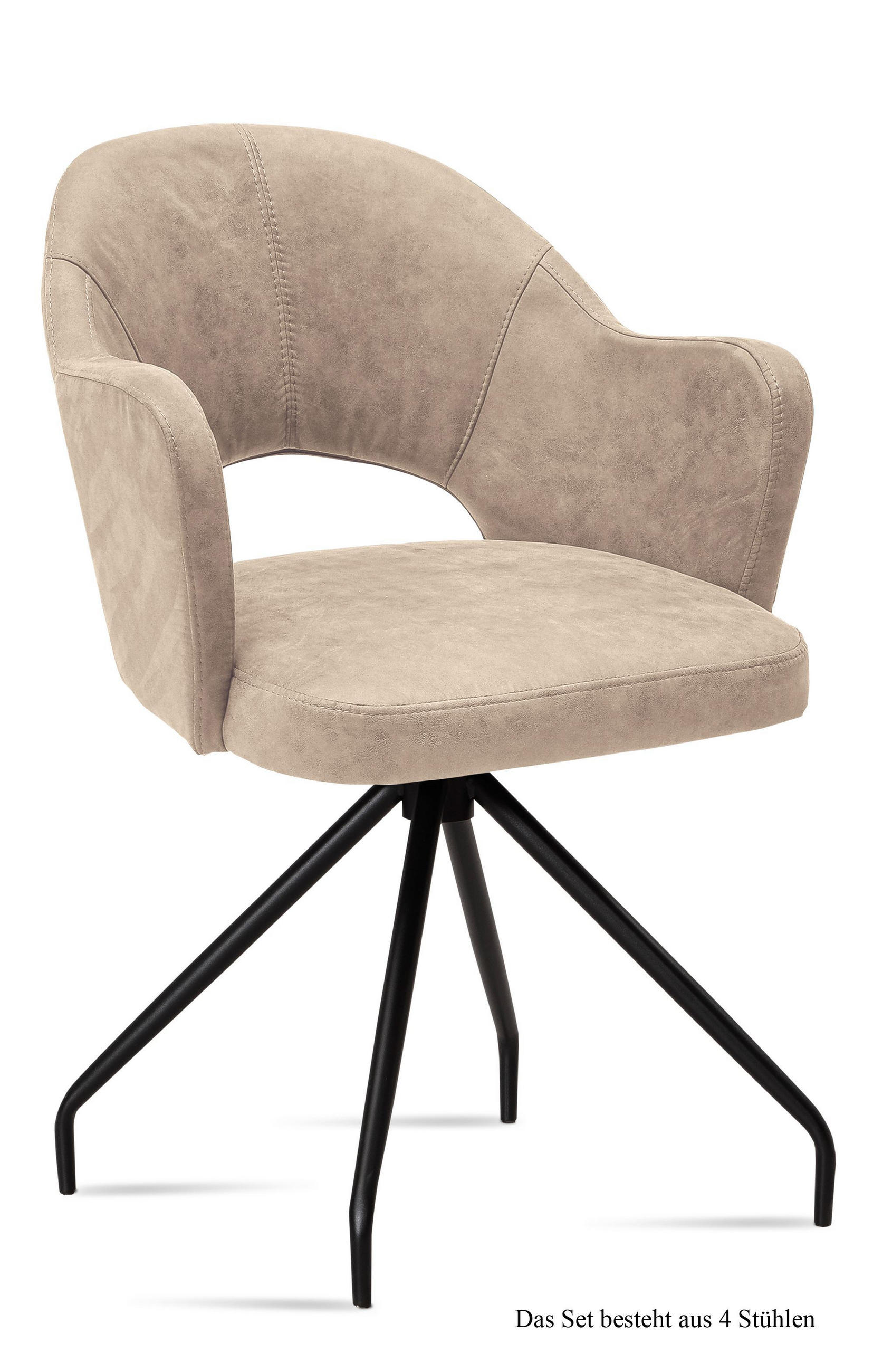 ARMLEHNSTUHL (4er-Set) Dikana 59x87x61 Schwarz/Natur - Schwarz/Naturfarben, Kunststoff (61/87/59cm) - 58aufmkessel