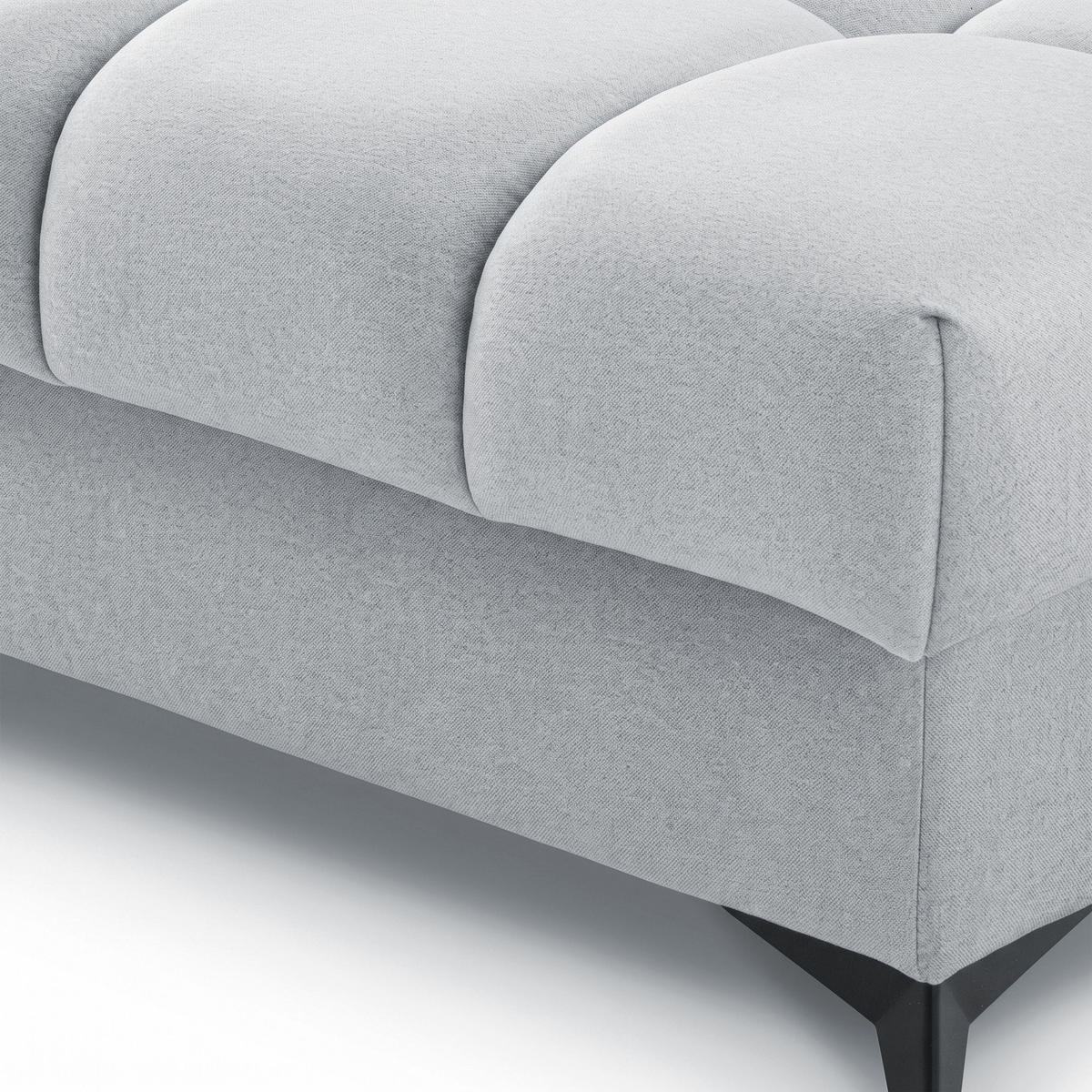 ECKSOFA PUDDING MAXI L Rechts mit Schlaffunktion 125x195 Velours Hellgrau - Hellgrau/Schwarz, Holz/Textil (350/203cm) - Muffo