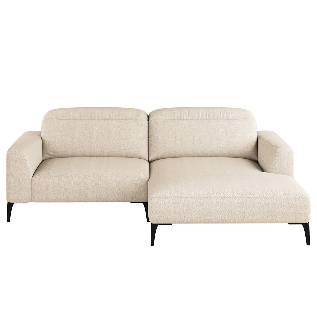 1,5-SITZER ECKSOFA mit Longchair - Beige/Schwarz, Textil/Metall (232/180cm) - home24