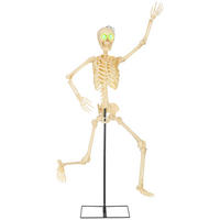 HALLOWEEN-DEKORATION Skelett 152 cm bewegliche Gelenke Beleuchtung - Gelb, Metall (17/152/47cm) - Outsunny