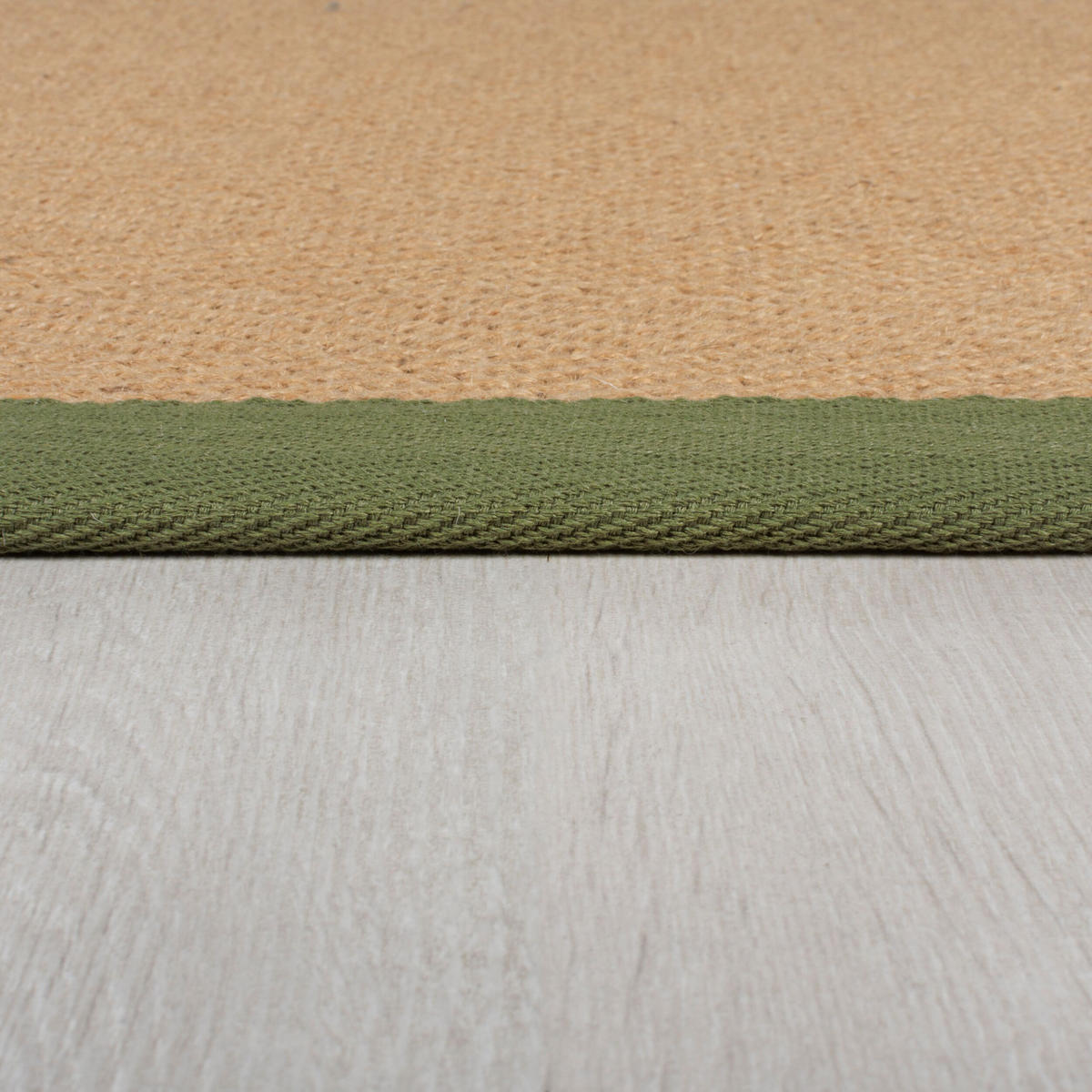 TEPPICH Jute mit Bordüre, Geometrisch-Design TRENT KIRA, Braun-Grün 120x170 cm - Naturfarben/Grün, Textil (120/170cm) - KADIMA DESIGN