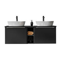 DOPPELWASCHTISCH Puebla-56 - Schwarz, Holzwerkstoff (140/62/46cm) - Lomado