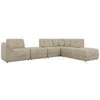ROHOVÁ SEDAČKA NOARA 6M L Béžová Samet - Vpravo - čierna/béžová, textil/plast (355/244cm) - MKS