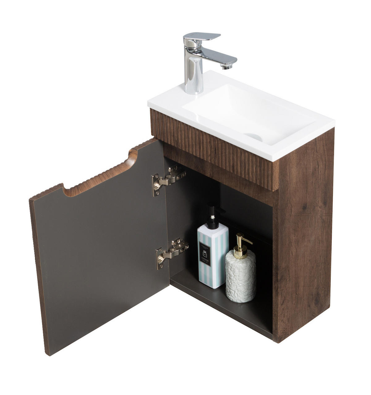 GÄSTE-WC-MÖBELSET Thermis 2 Teile Walnuss Braun - 40 x 22 x 53 cm - Walnussfarben/Braun, Holz (40/53/22cm) - Badplaats