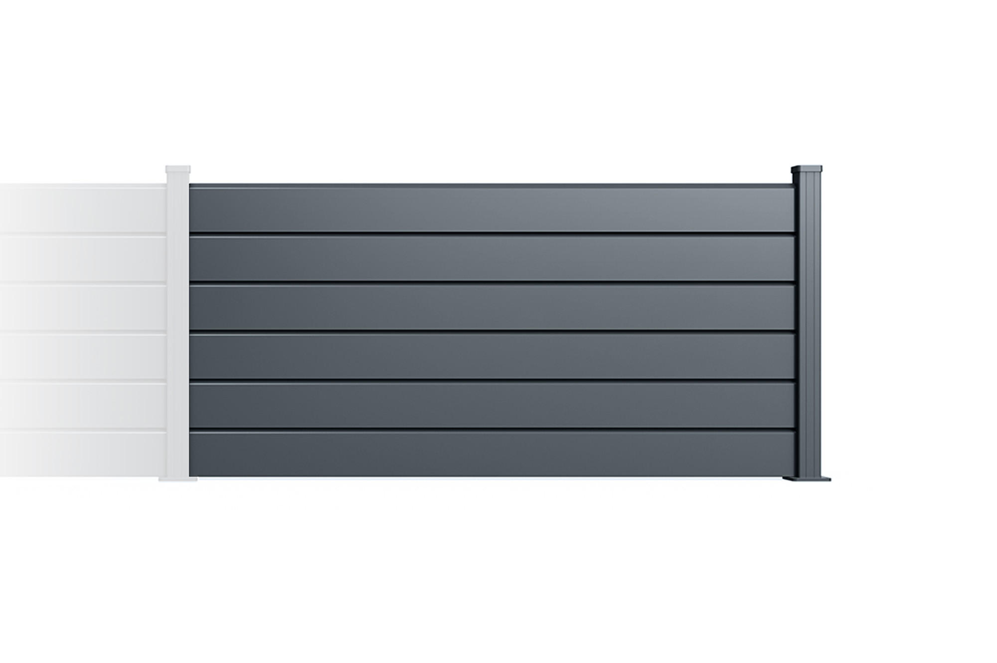 ZAUN-ERWEITERUNGSSET 2 m VANO H. 90 cm, Aluminium, grau - Grau, Metall (200/96cm) - Casanoov