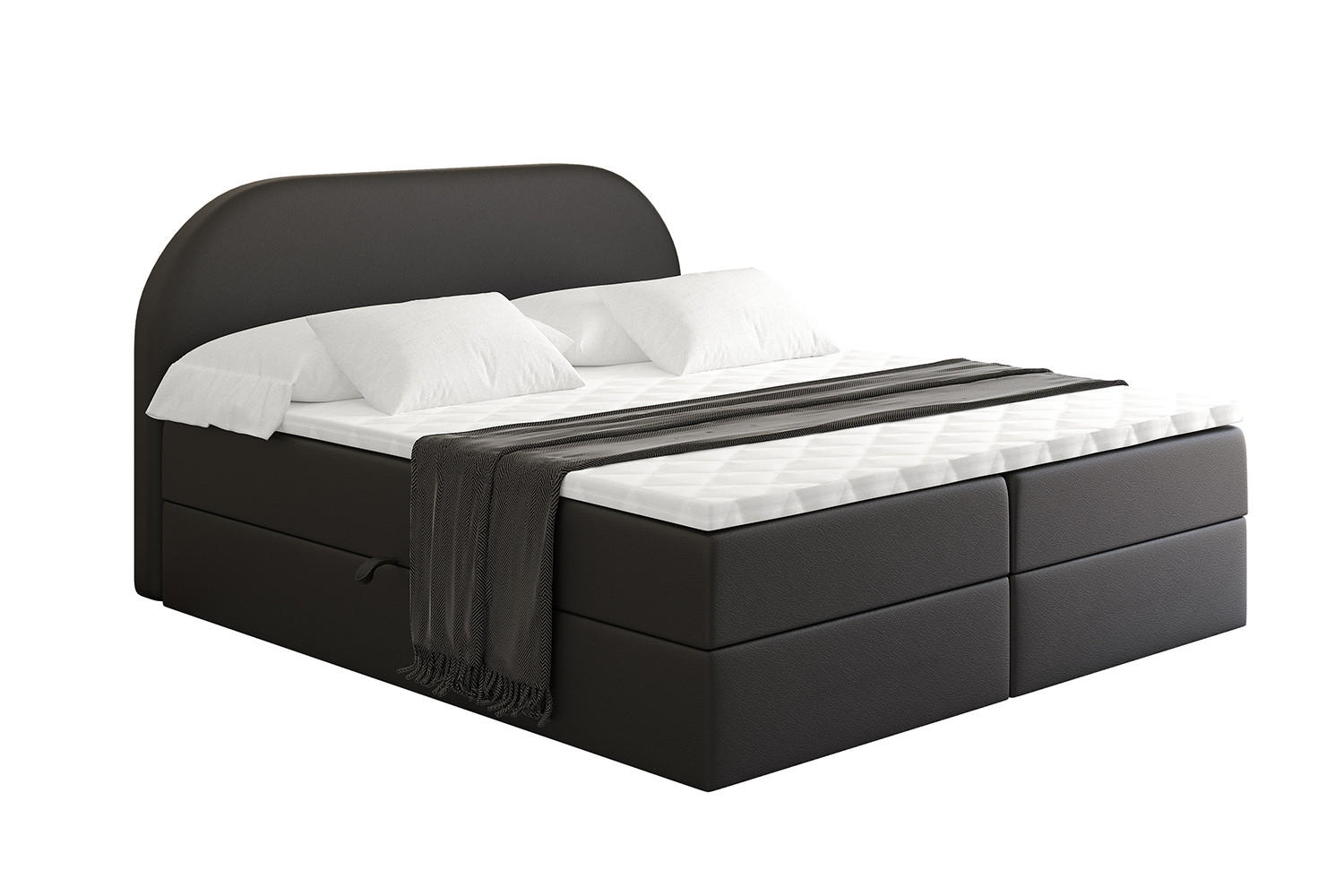 BOXBETT mit Matratze H4 und Lattenrost - NOX - 140x200 - Schwarz Kunstleder - Schwarz, Holzwerkstoff/Kunststoff (140/200cm) - ALTDECOR