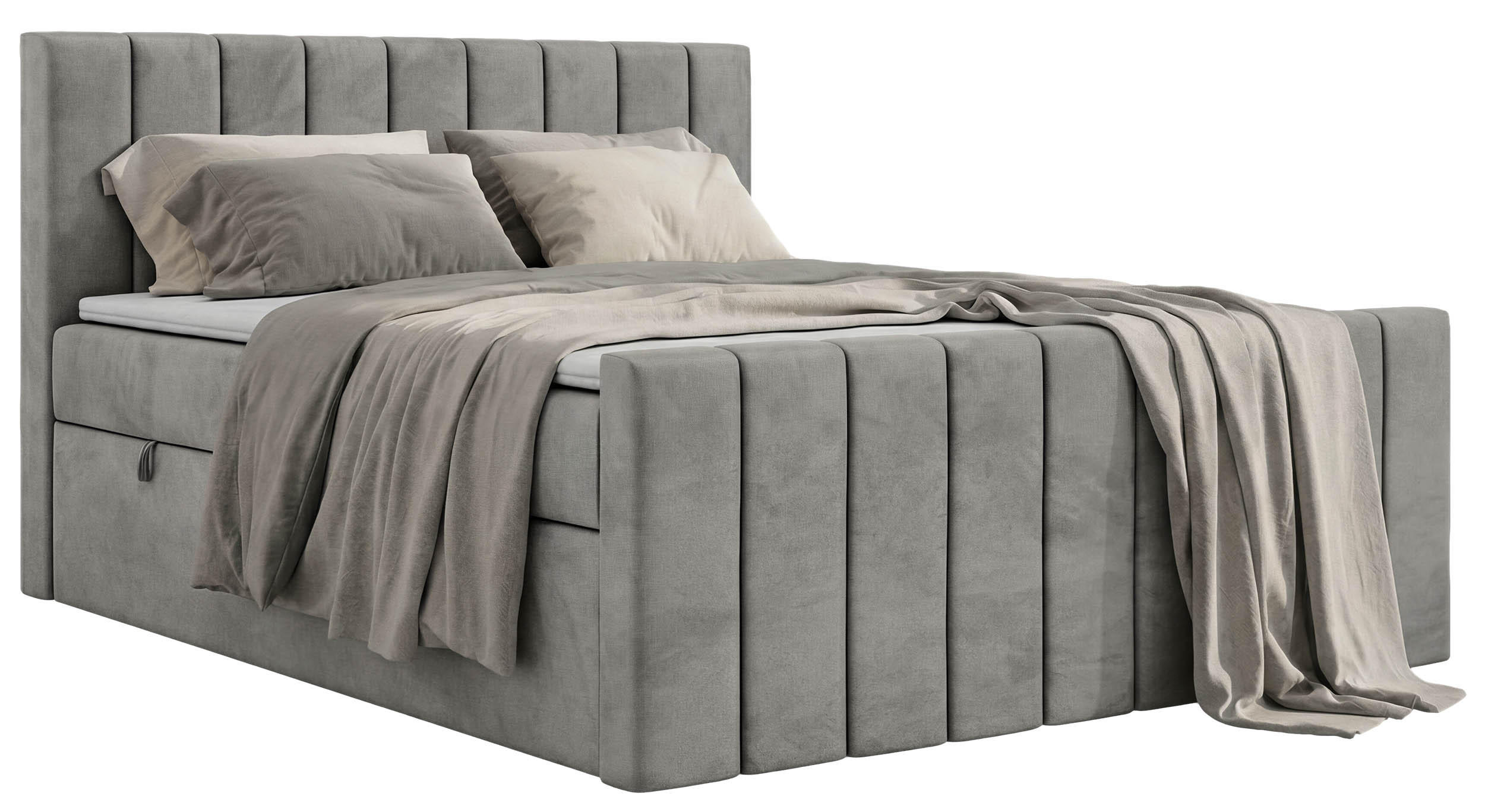 BOXSPRINGBETT ALVER DUO 180/200 - Hellgrau Velvet - H3 - Hellgrau, Textil (180/200cm) - MKS