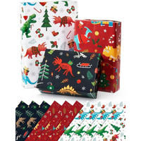 GESCHENKPAPIER 10 Blatt Set Dino Weihnachten 51 x 70 cm - Multicolor, Papier (69/69/51cm)