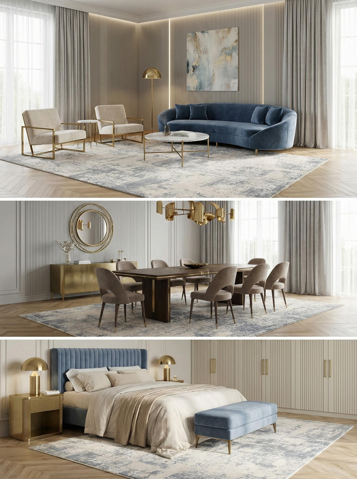 TEPPICH Velours abstrakt flauschig pflegeleicht Naturtöne SIENA-Arbia, Blau 120x180 cm - Blau, Textil (120/180cm) - KADIMA DESIGN