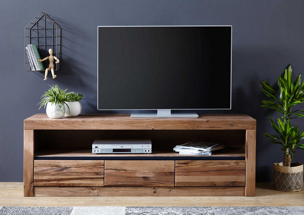 TV-BOARD Wild-/Zerreiche 165x42x55 Tabacco brown geölt MONTREUX #304 - Braun, Holz (165/55/42cm) - Massivmoebel24
