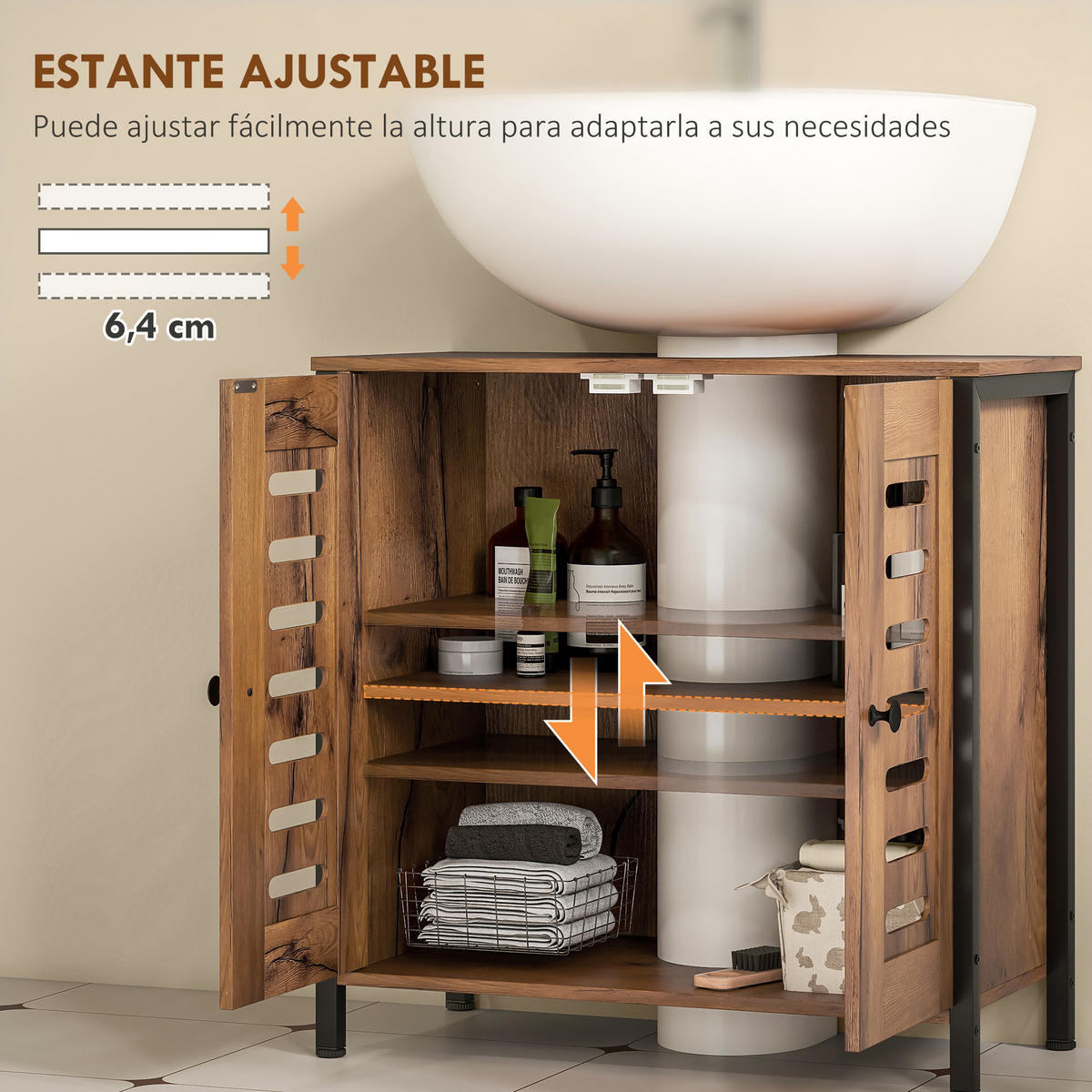 HÄNGESCHRANK Rustikales Braun 1 Stück - Beige, Naturmaterialien (60/60/30cm) - GiPP