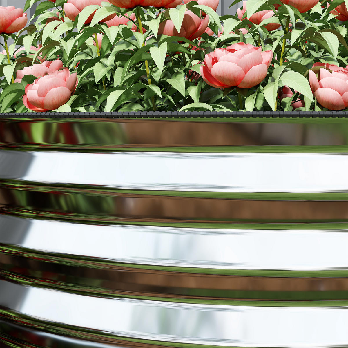 HOCHBEET DE-12272 modular, oval, 160/80/56 cm Silber - Silberfarben, Metall (160/56/80cm) - ComfortXL