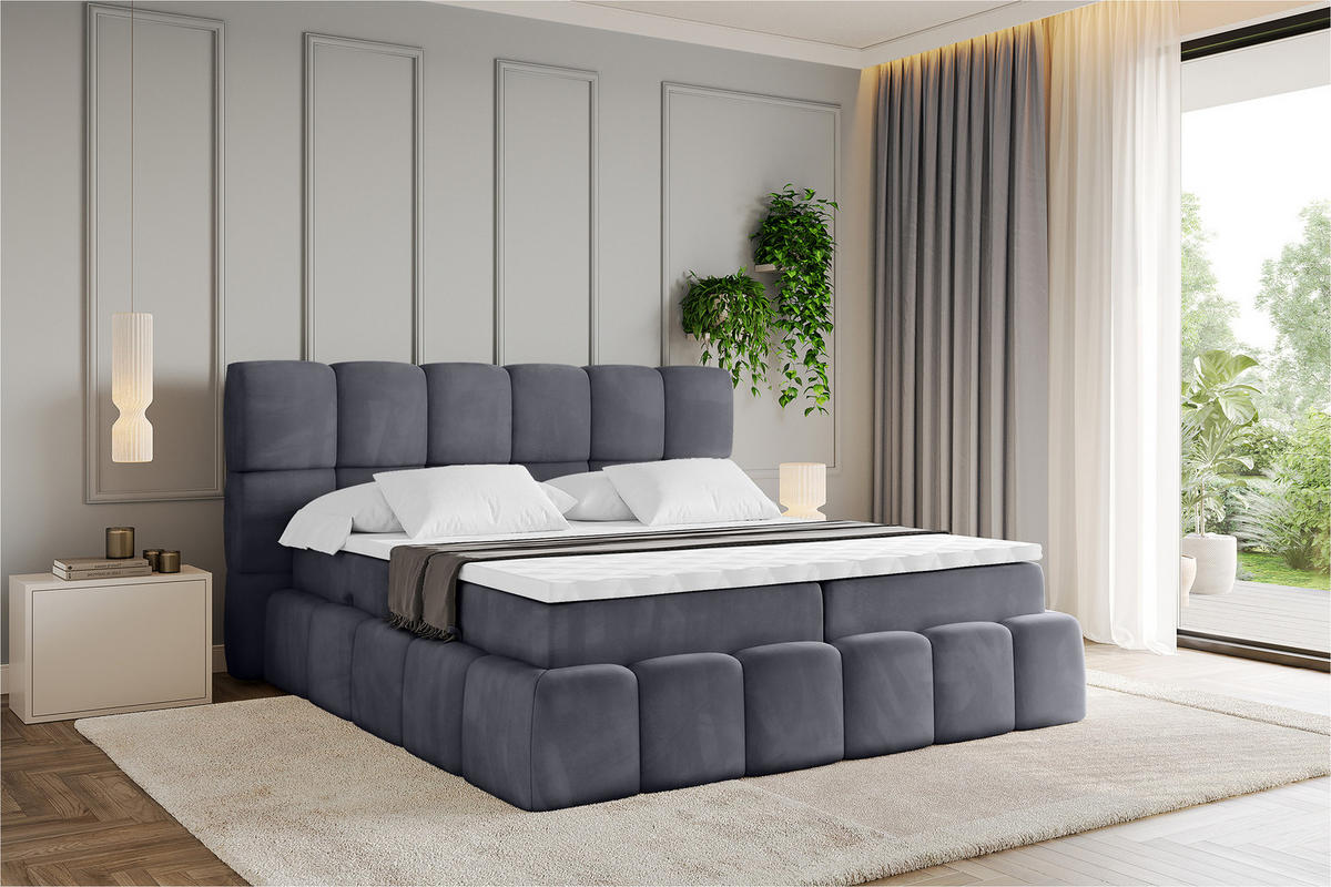 BOXBETT - AURI-H3 - 180x200 Dunkelgrau Casablanca - Dunkelgrau, Holzwerkstoff (180/200cm) - ALTDECOR