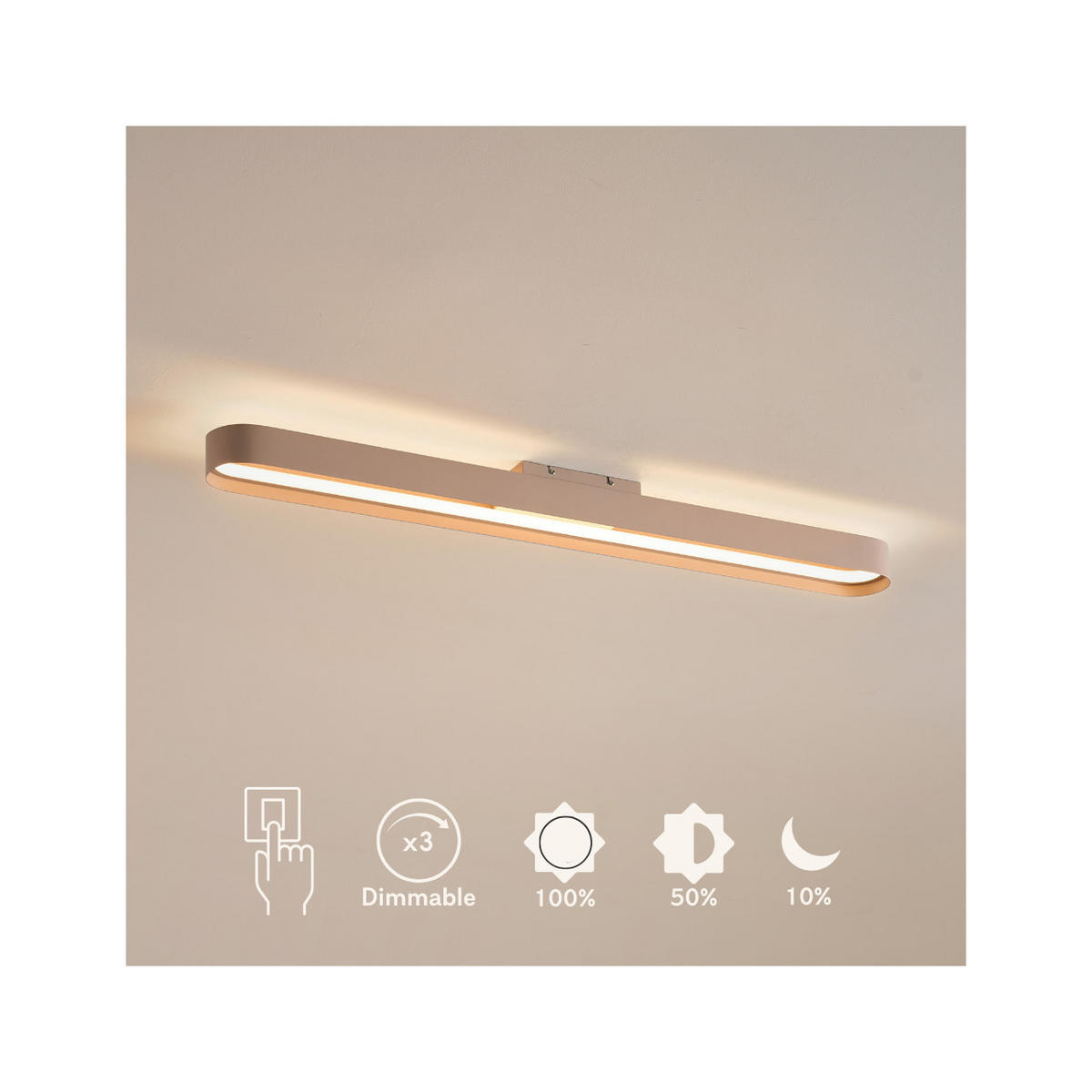 DECKENLEUCHTE Oswin, Beige, 115cm - Beige, Metall (115/10.1/8cm) - KOSILUM