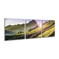 BILDER-SET aus Glas je 50x50 cm Berglandschaft grün - Grün, Glas (150/50cm) - artissimo