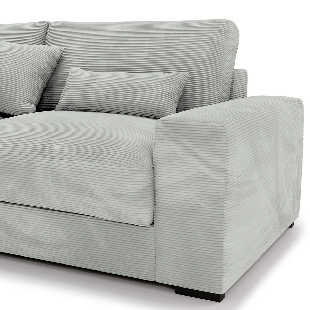 ECKSOFA mit Longchair - Hellgrau/Schwarz, Kunststoff/Textil (340/205cm) - home24