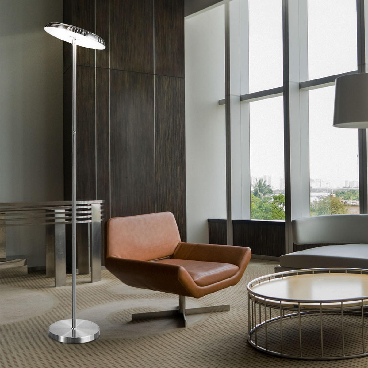 LED STEHLEUCHTE Eros Silber Metall - Silberfarben, Metall (28/28/140cm)