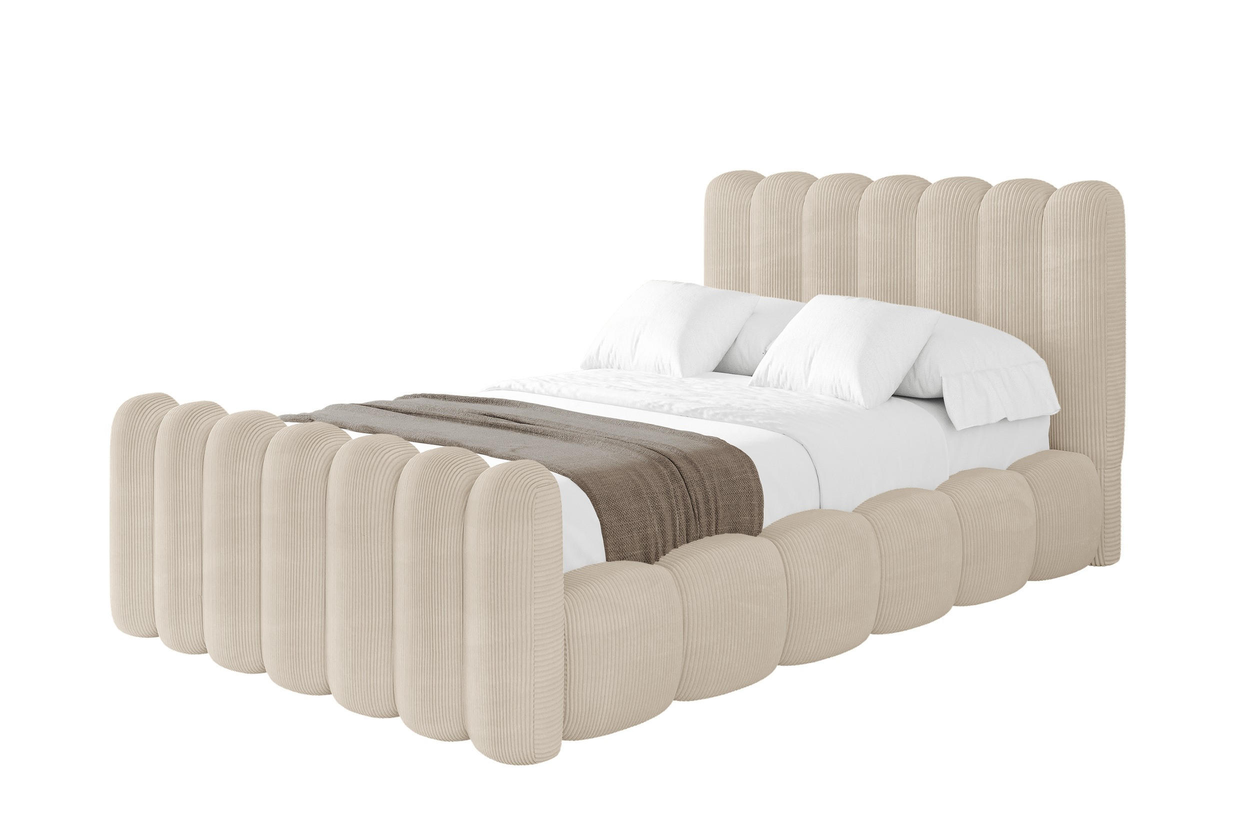 POLSTERBETT mit Bettkasten, Fußteil und Lattenrost, Bett mit Matratze H3/H4 - SENA-Z 120x200 Beige - Greige, Holzwerkstoff/Textil (120/200cm) - ALTDECOR