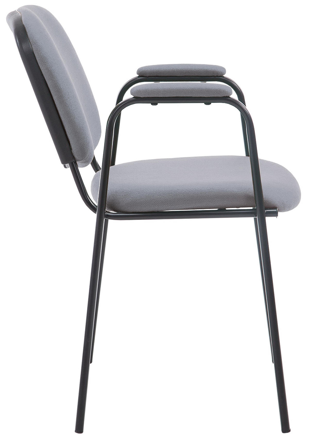 BESUCHERSTUHL Stoff grau - Schwarz/Grau, Textil/Metall (53/79/55cm) - CLP