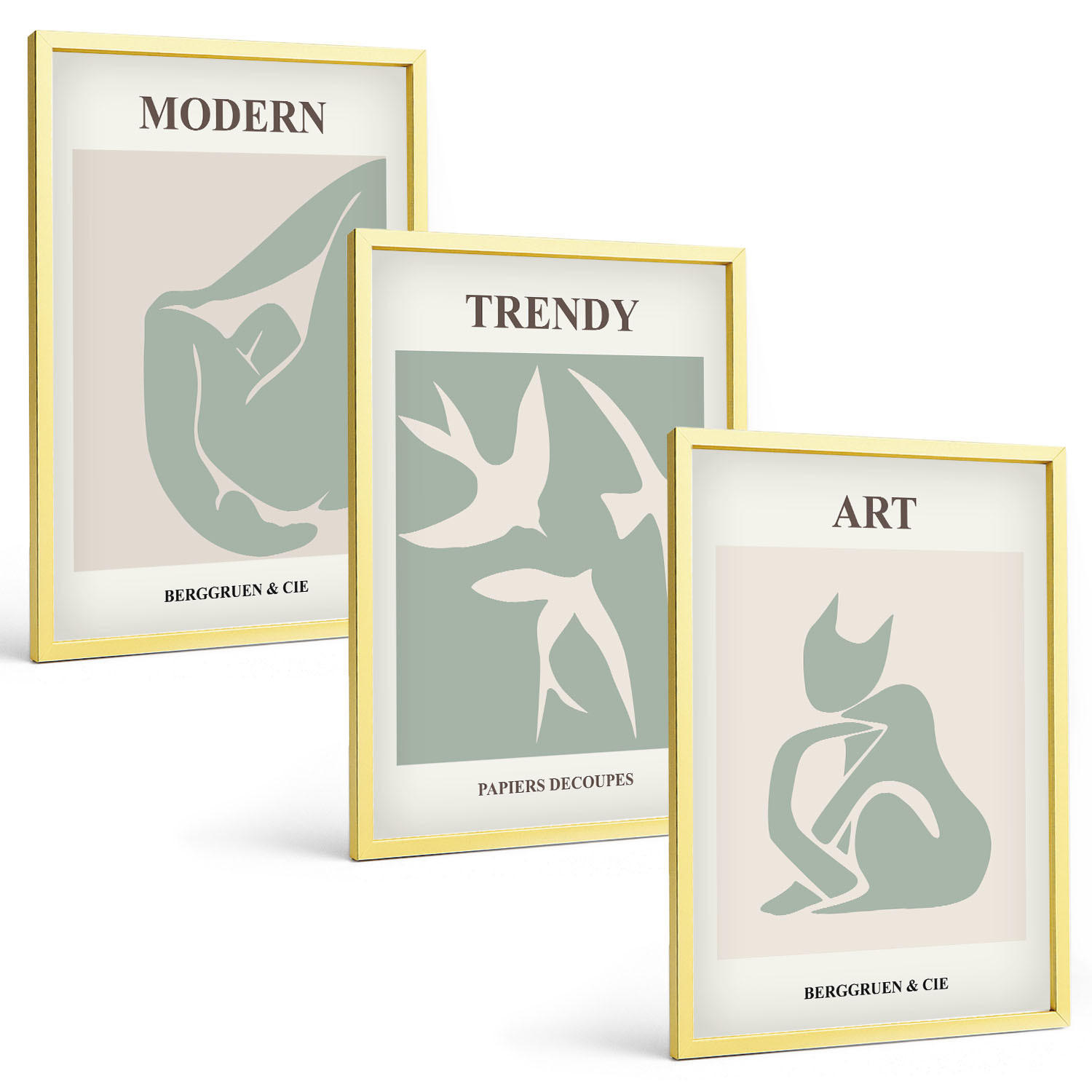 BILDER SET 3er Set - 40x60 cm Goldrahmen - Matisse abstrakte Figuren - Goldfarben, Kunststoff (40/60cm) - TULUP