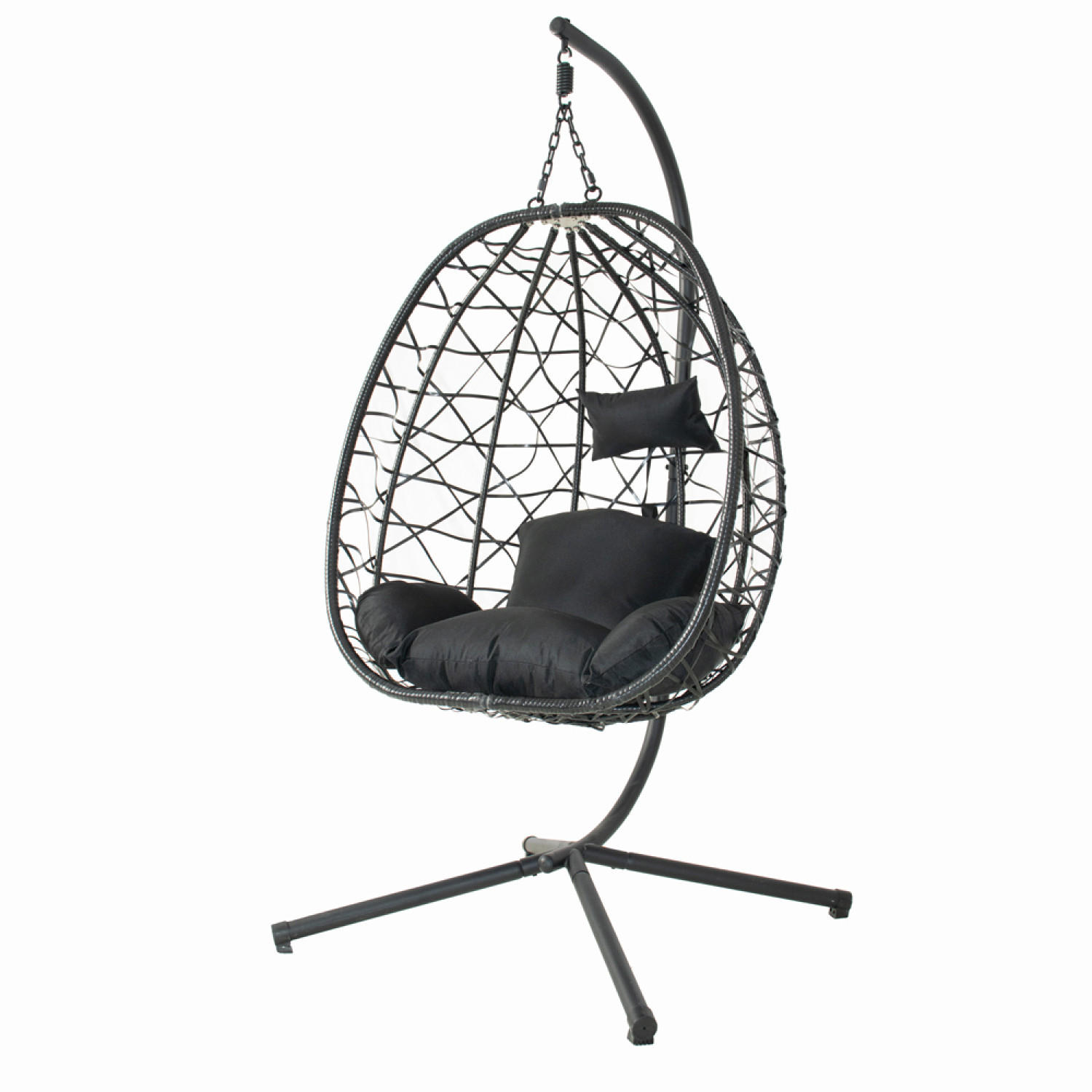 HÄNGESESSEL Cuzco Schwarz Aus Kunstharz In Rattanoptik - Schwarz, Metall (95/198/95cm) - Concept Usine