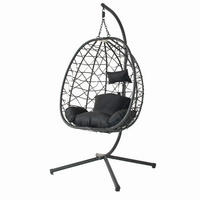 HÄNGESESSEL Cuzco Schwarz Aus Kunstharz In Rattanoptik - Schwarz, Metall (95/198/95cm) - Concept Usine