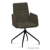 ARMLEHNSTUHL drehbar (4er-Set) Doanna 52x92x60 Schwarz/Khaki - Dunkelgrün/Schwarz, Kunststoff (60/92/52cm) - 58aufmkessel