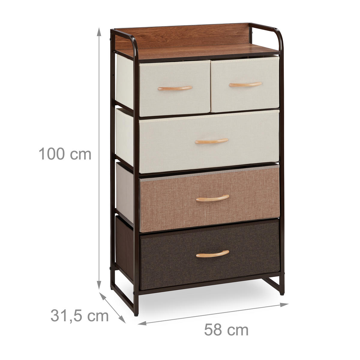 ZÁSUVKOVÝ šatník - viacfarebná, kov/kompozitné drevo (58/100/31.5cm) - Relaxdays