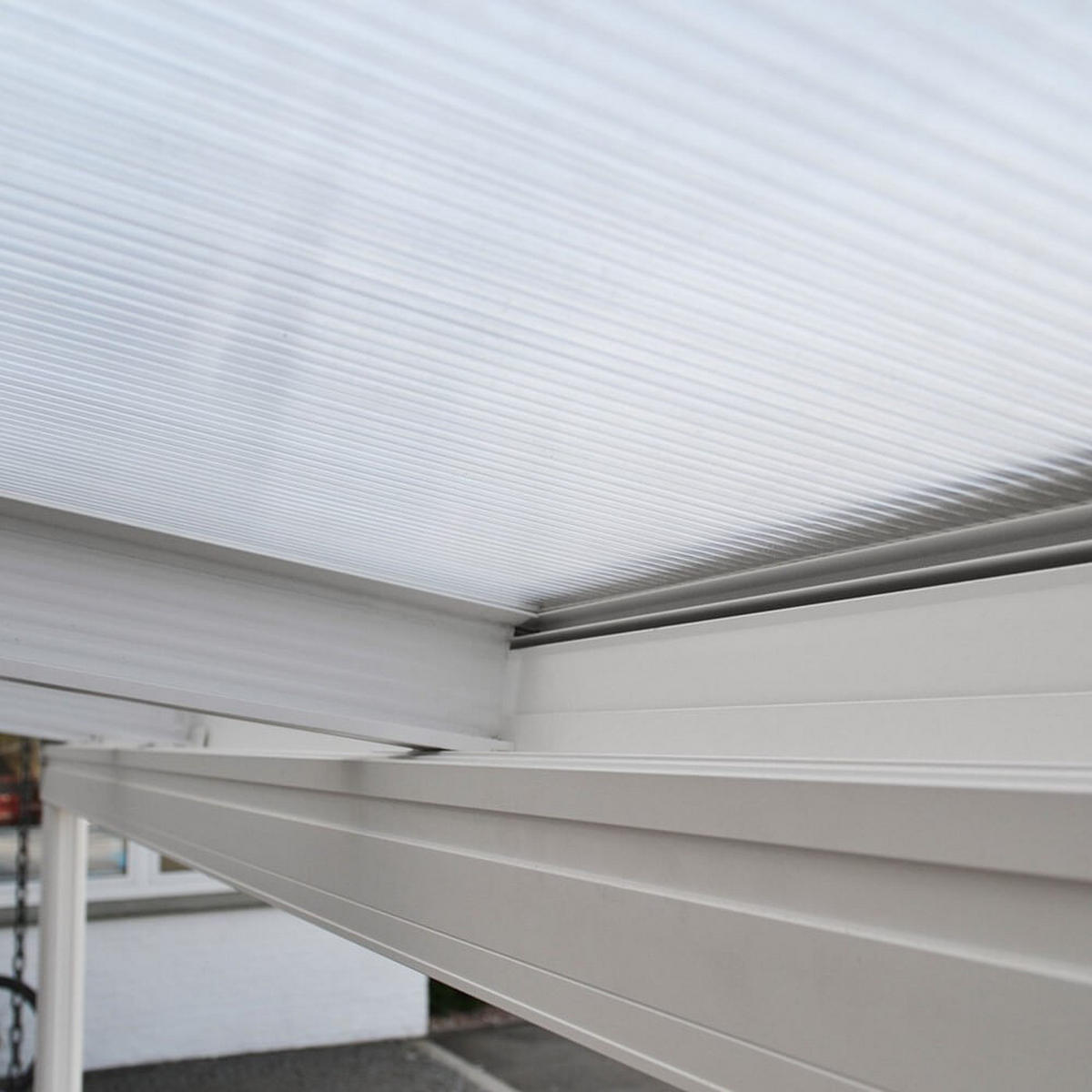 TERRASSENÜBERDACHUNG SOLIS - Farbe: Weiß, Größe: 435 / 442 x 300 / 303 x 278 / 226 cm - Weiß, Kunststoff (434/278/303cm) - Home Deluxe