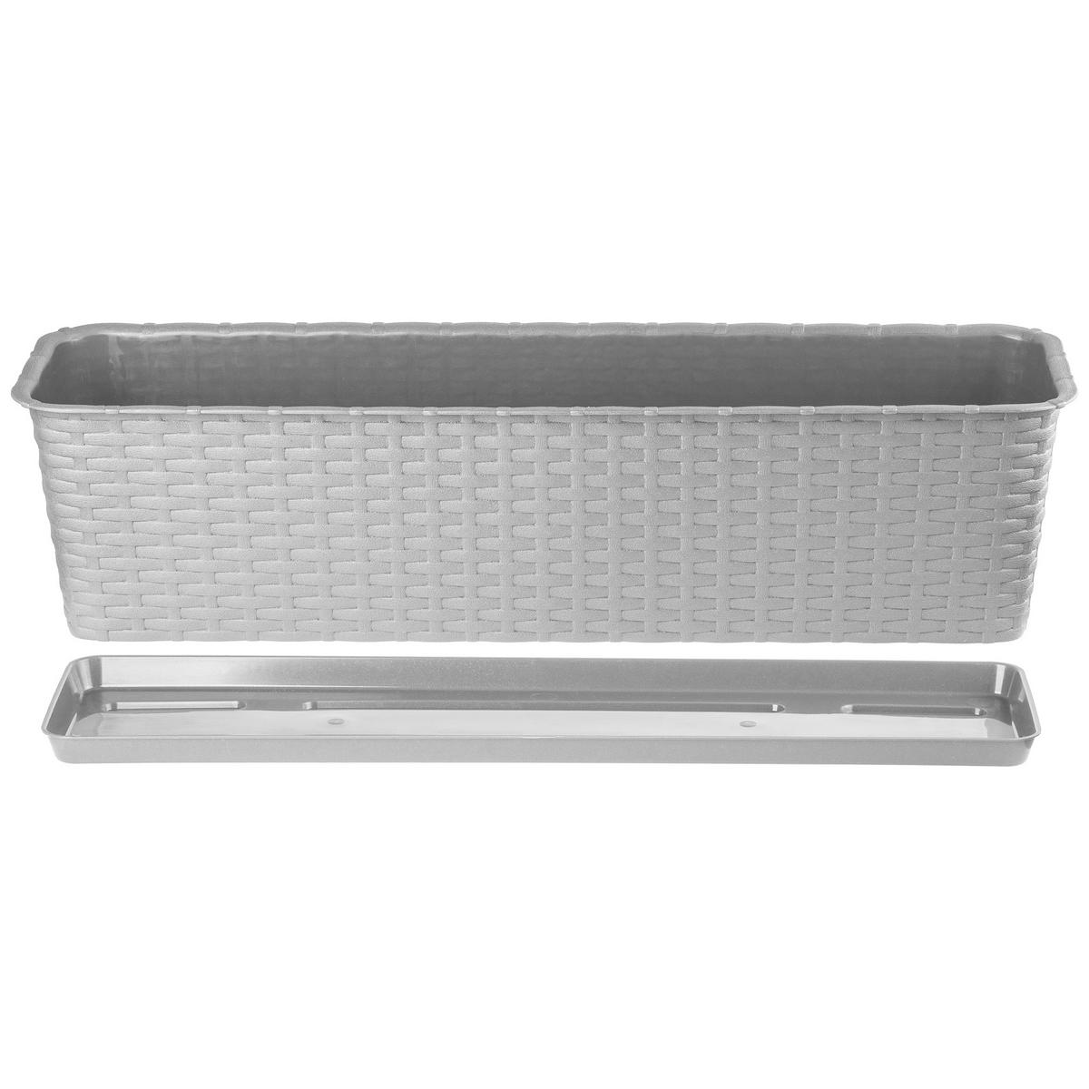 BALKONKASTEN mit Untersetzer 60 cm, Grau - Grau, Kunststoff (17/60cm) - KADAX