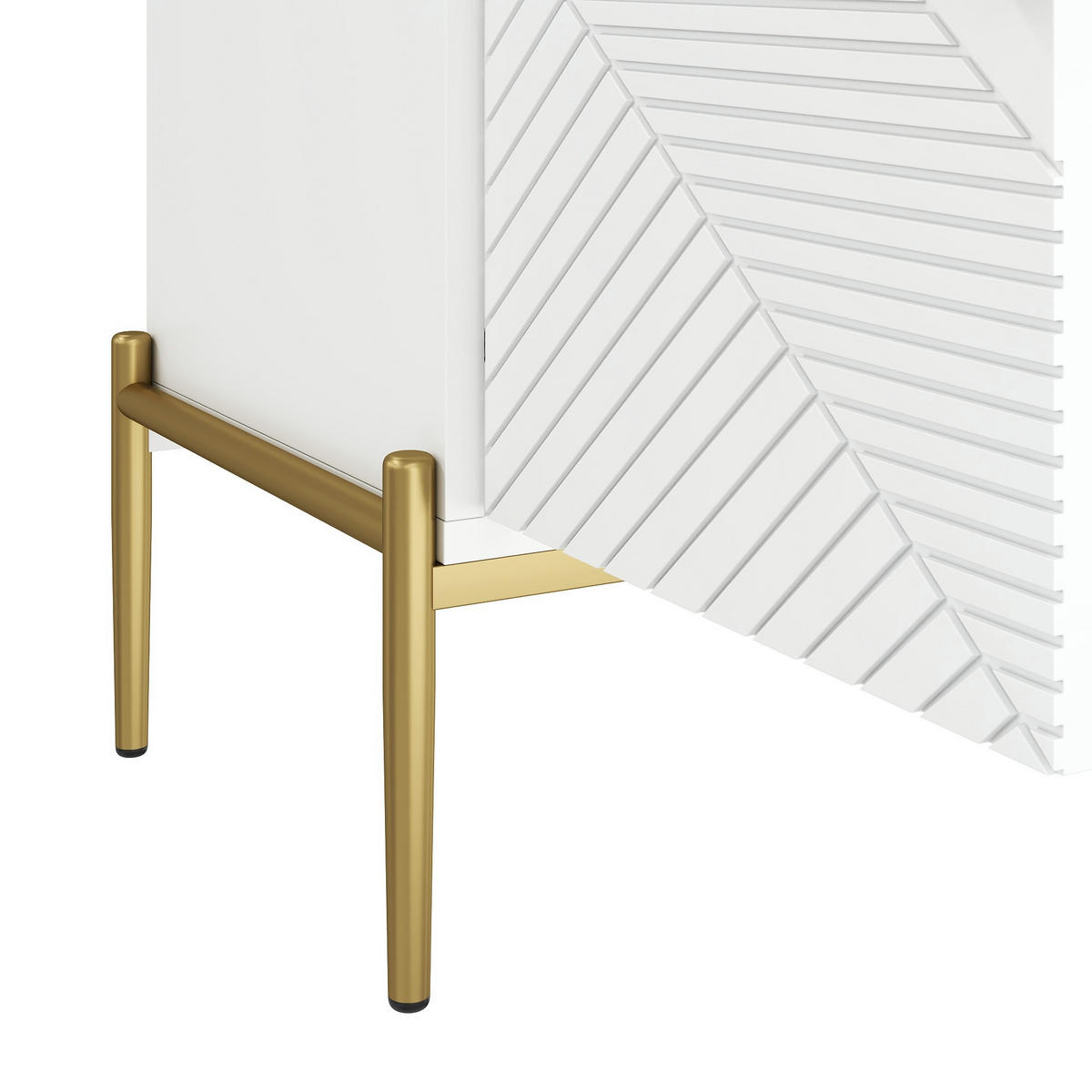 SIDEBOARD in Weiß und Gold Anrichte mit 4 Türen und Metallgriffen für Wohnzimmer, Flur und Esszimmer, B162/T40/H80 cm - Goldfarben/Weiß, Holzwerkstoff/Metall (162/80/40cm) - STILVORA
