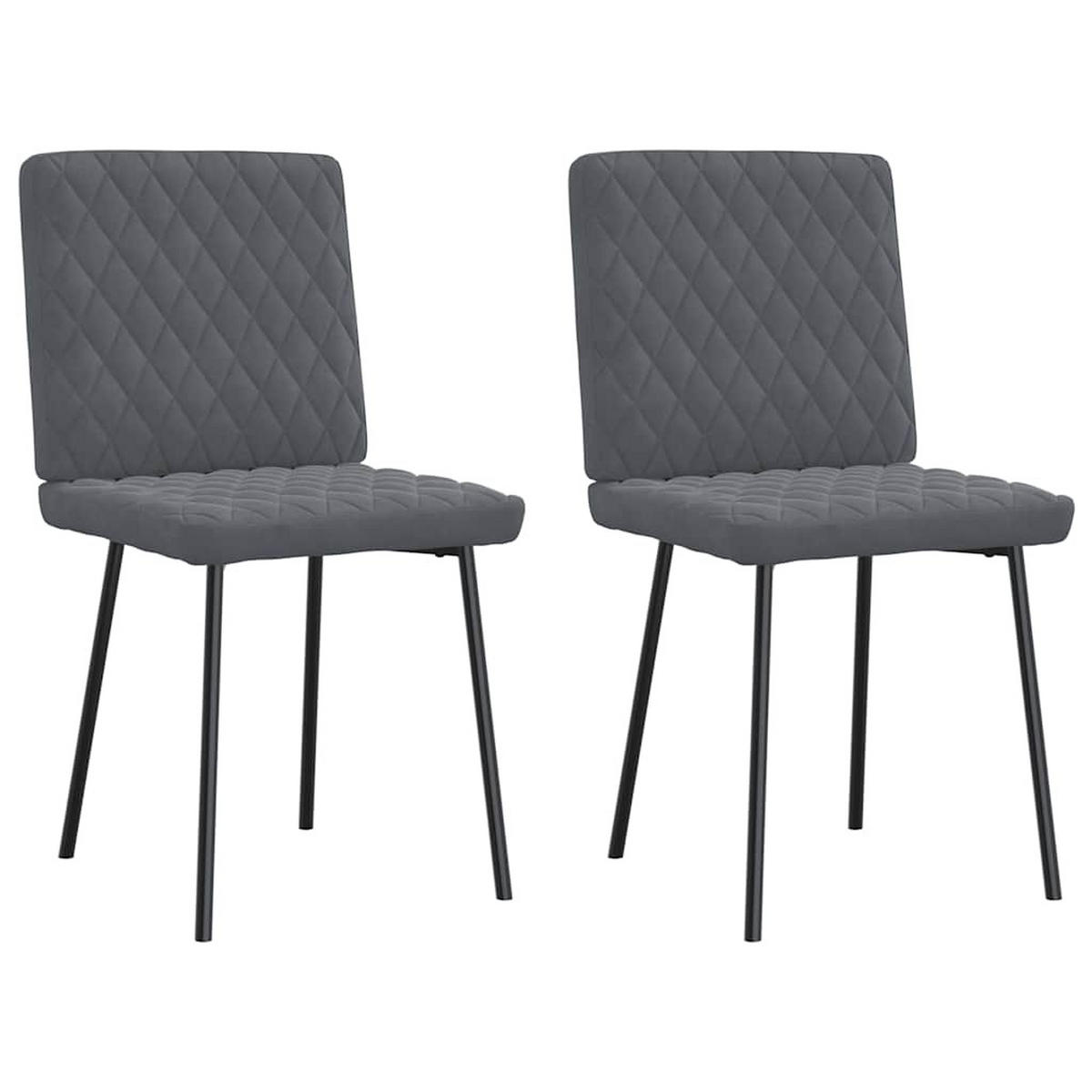 ESSZIMMERSTÜHLE 2 Stk. Dunkelgrau Samt 45*54*83cm - Dunkelgrau, Metall (45/83/54cm) - ZMH