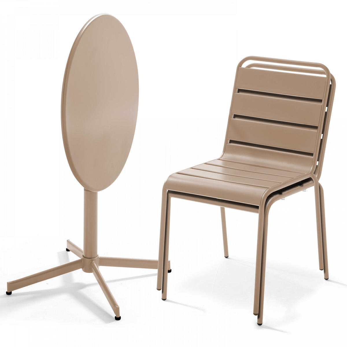 GARTENSET 3-tlg, Taupe - Taupe, Metall - Oviala
