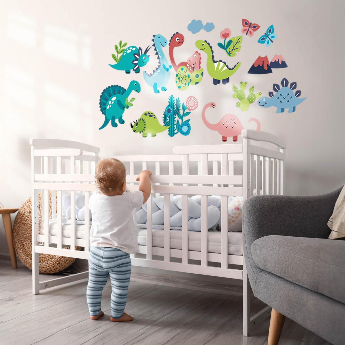 AUFKLEBER 80x144 cm Dinosaurier Pflanzen - Türkis, Kunststoff (80/144/0.1cm) - TULUP