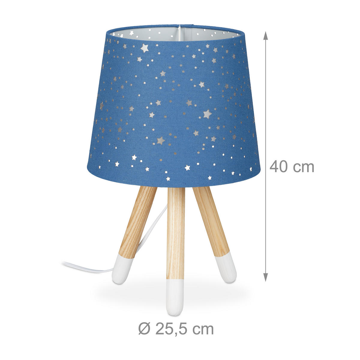 TISCHLAMPE Kinderzimmer - Dunkelblau, Holz/Textil (25.5/25.5/40cm) - Relaxdays