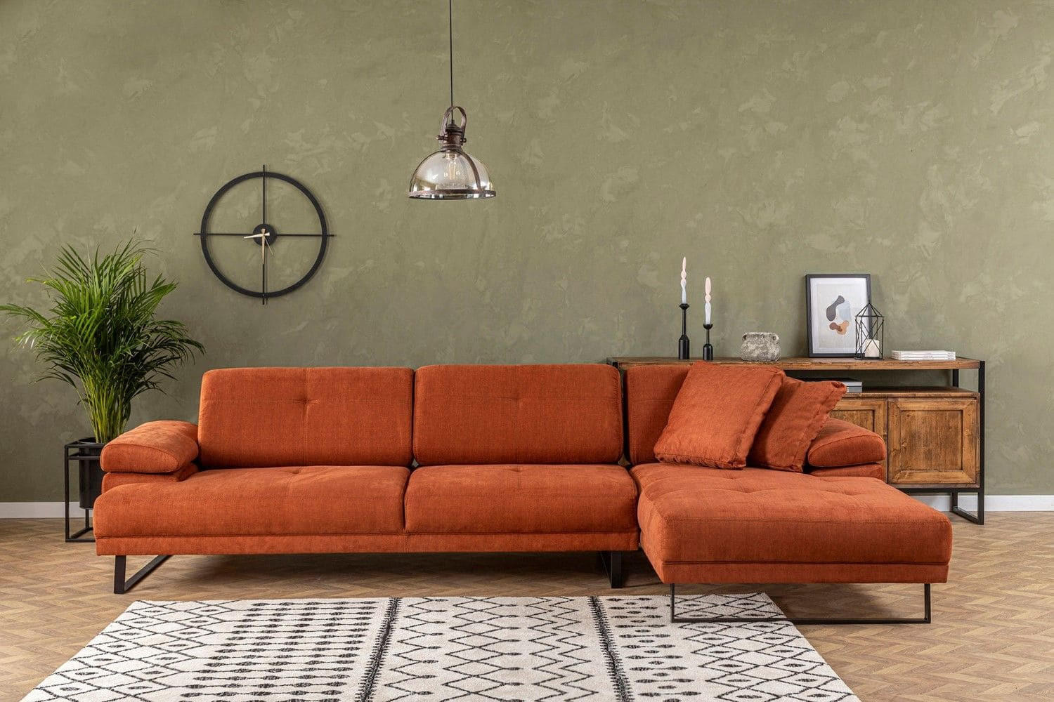 ECKSOFA mit verstellbarer Rückenlehne - Anthrazit/Schwarz, Textil/Metall (174/314cm) - myHomelando
