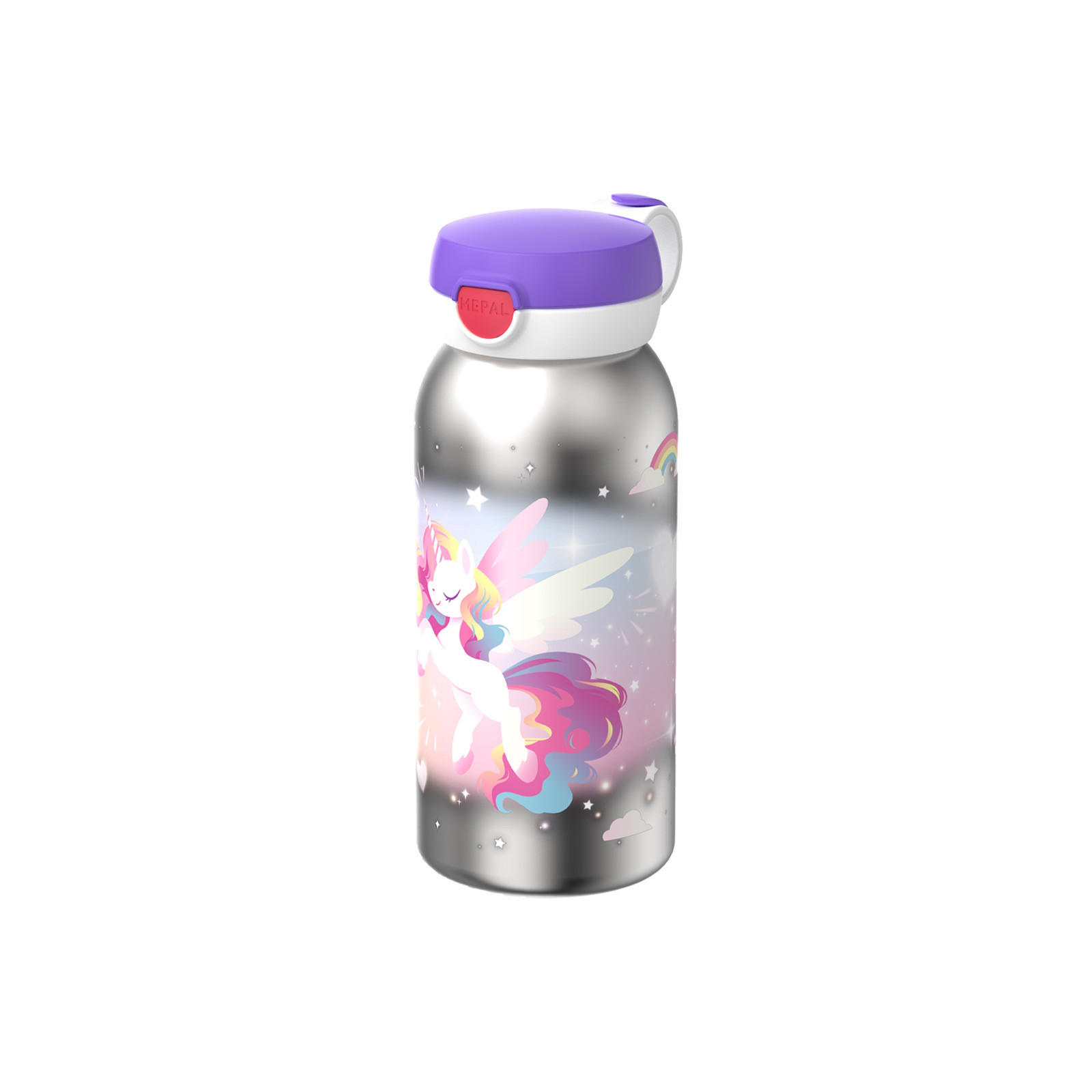 ISOLIERFLASCHE MIT KLAPPDECKEL Campus Unicorn Glow 500 ml - Lila, Kunststoff/Metall (0.5L) - Mepal