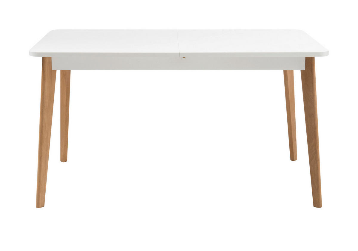 ESSTISCH weiß Eiche Riviera, Küchentisch skandinavisch ausziehbar mit Einlegeplatte 140-180 x 80 cm - Eichefarben/Weiß, Holzwerkstoff (140/80/75cm) - Furn.Design