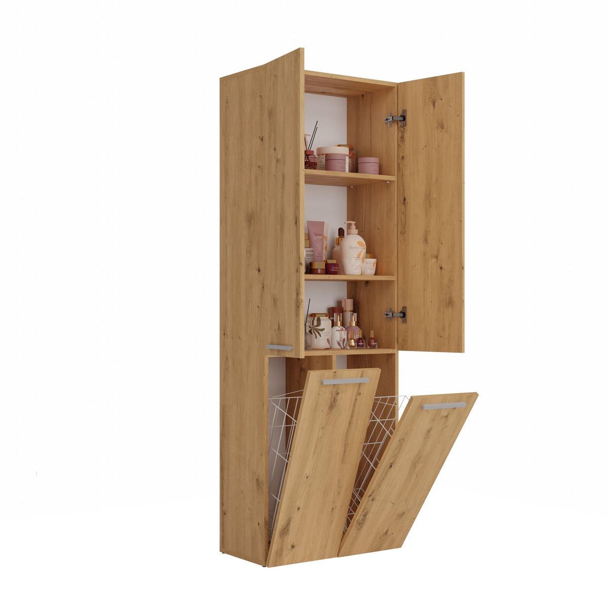 BAD Hochschrank Berta - Eiche Artisan, Holzwerkstoff (60/174/30cm) - kommodly