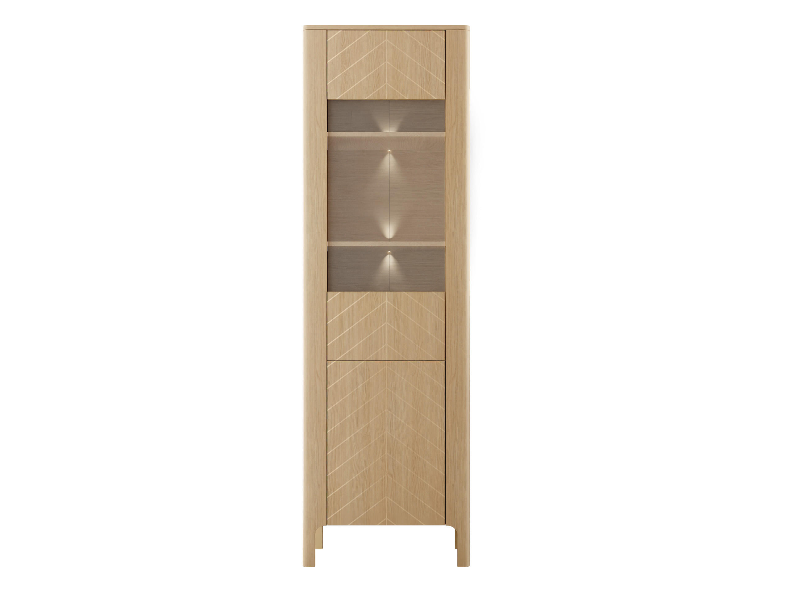 VITRINE Malumi MM04 2D mit weißer LED Beleuchtung - Eichefarben/Naturfarben, Holzwerkstoff/Metall (60/198/41cm) - MIRJAN24