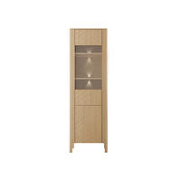 VITRINE Malumi MM04 2D mit weißer LED Beleuchtung - Eichefarben/Naturfarben, Holzwerkstoff/Metall (60/198/41cm) - MIRJAN24