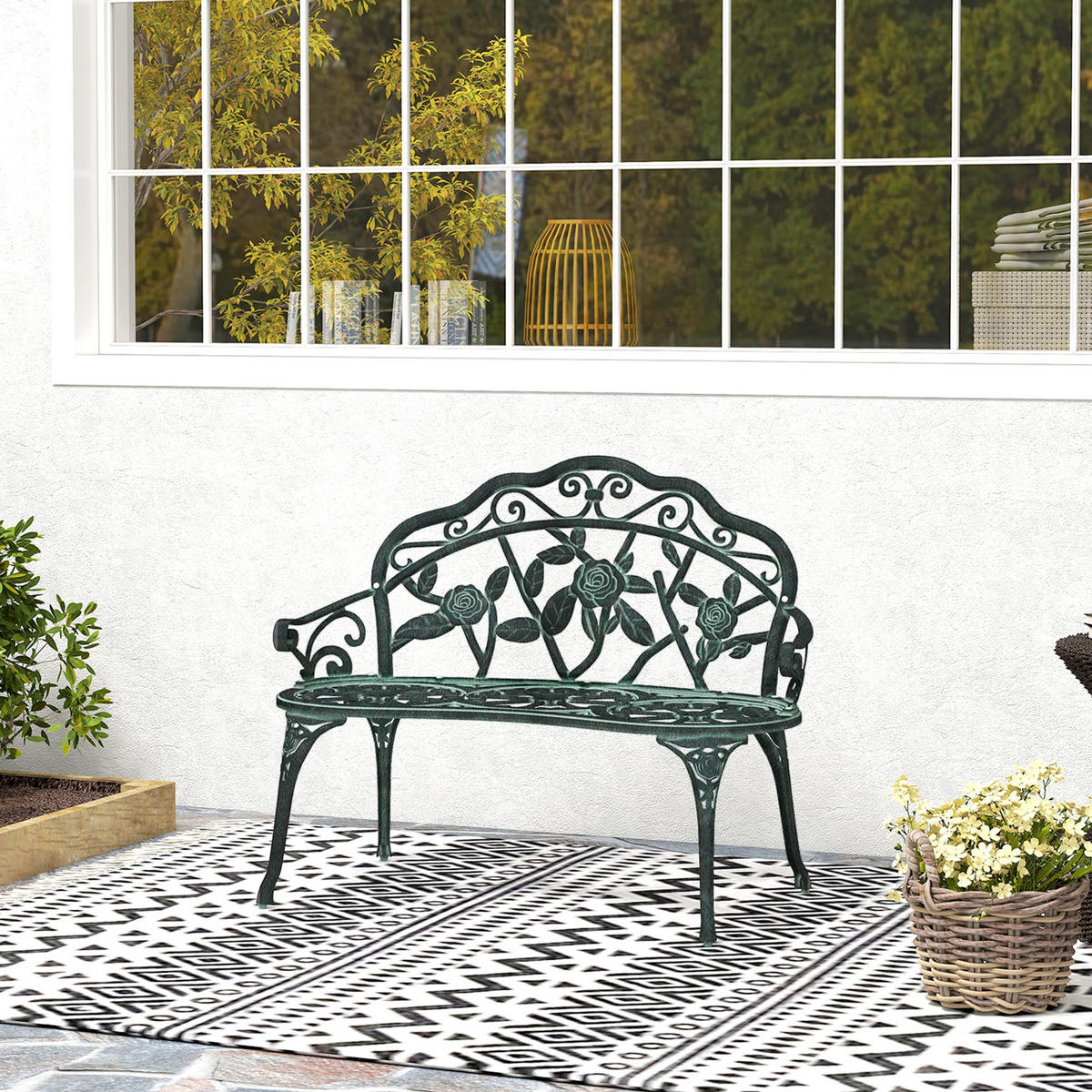 GARTENBANK DE-17754 Patinagrün - Schwarz, Metall (100/78/54cm) - ComfortXL