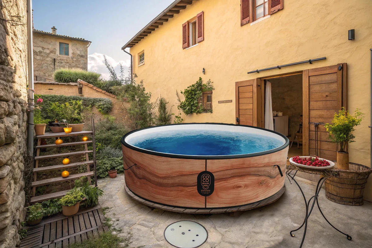 POOL Aruba aufblasbar Durchmesser 250 cm - 2700 Liter - Motor 2240 W - Für bis zu 6 Personen - Braun, Kunststoff (250/70/70cm) - COCO SPA