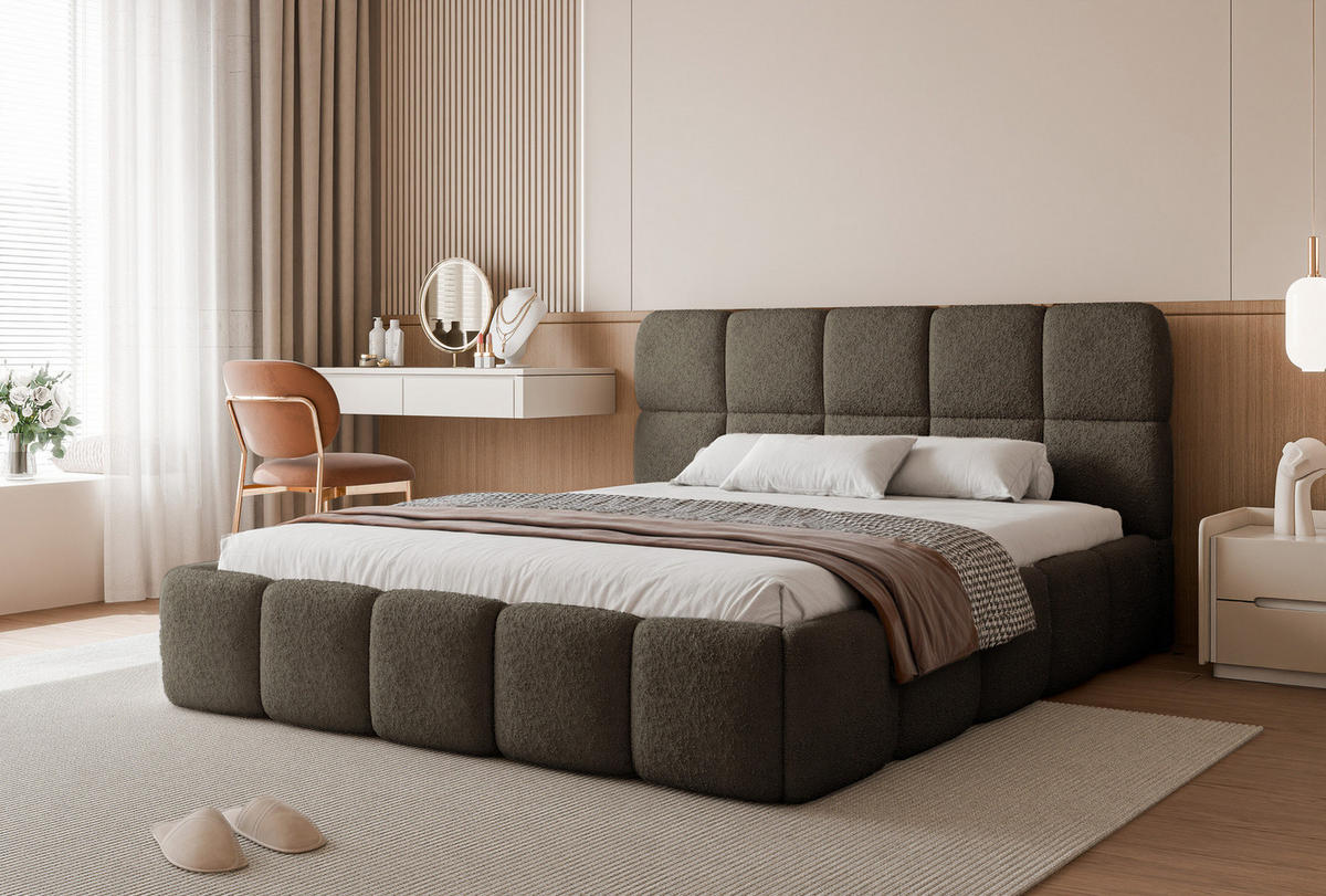 POLSTERBETT CERETTO 180x200 cm Kaffeebraun (Stoff Legend 07) - mit Bettkasten und Holzlattenrost - Braun, Holzwerkstoff/Textil (180/200cm) - Ravio