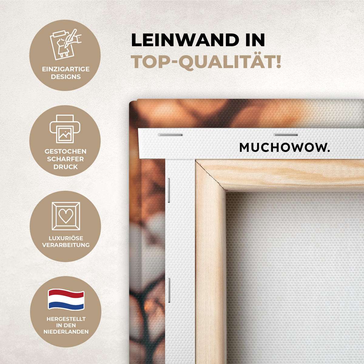 LEINWANDBILD Vogel - Zweig - Winter - Tiere - Schnee 30x40 cm - Bernsteinfarben, Textil (30/40cm) - MuchoWow