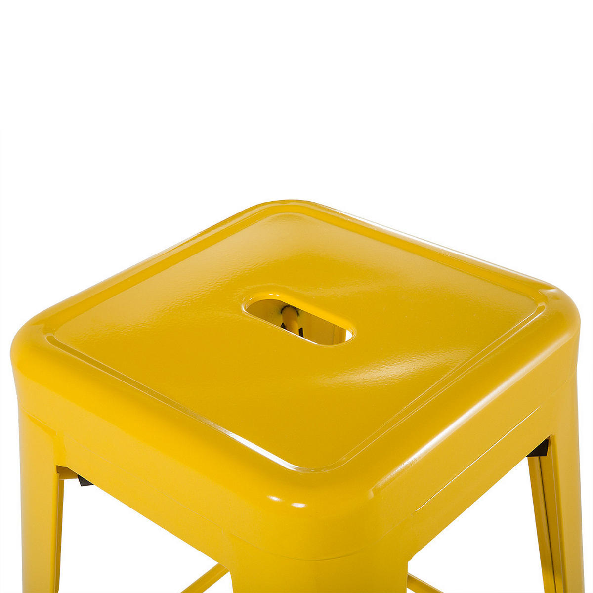 HOCKER 2er-Set Metall Gelb Cabrillo - Gelb, Metall (42/60/42cm) - Beliani