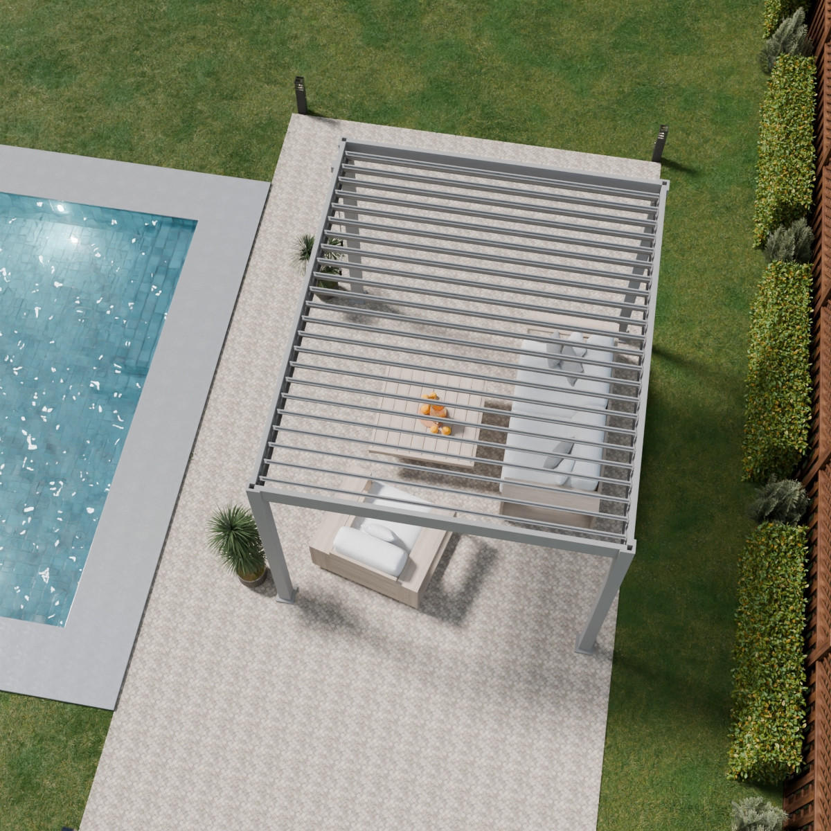 PERGOLA Trumpf Alu-Stahl Lamellendach 3 x 3,6 M sand freistehend - Sandfarben, Metall (3000/255/3600cm) - PergoLine