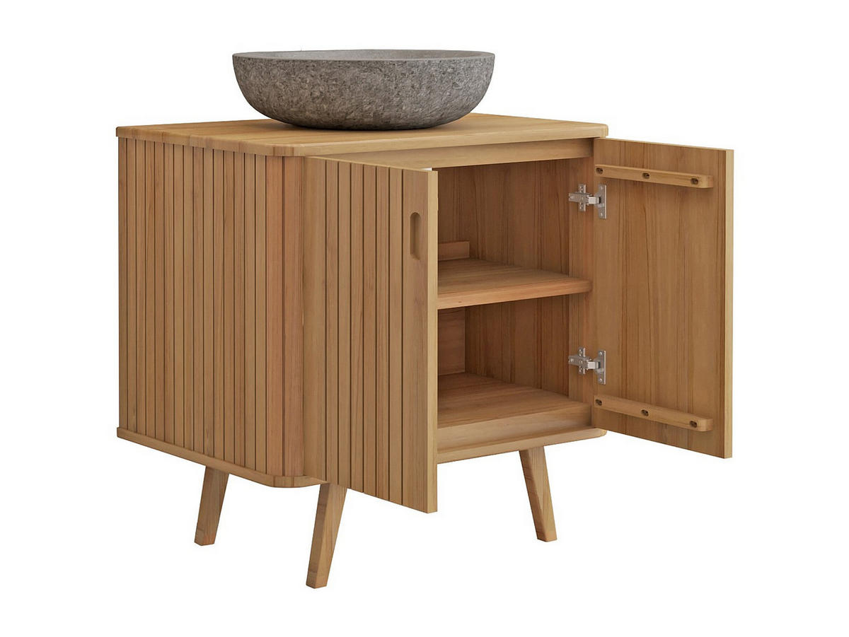 EINZELWASCHTISCH - 80 cm x 55 cm - holz - naturfarben hell Wamena - Naturfarben, Holz (80/80/55cm) - Vente-Unique