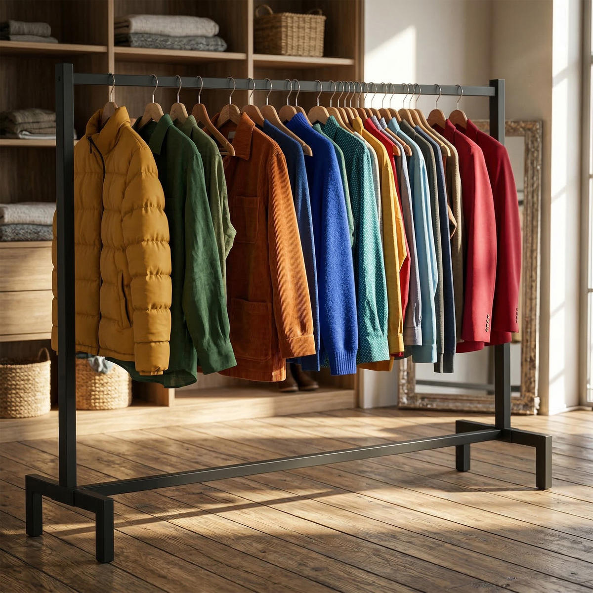 KLEIDERSTÄNDER 150x38x120-schwarz-Metall - Schwarz, Metall (150/120/38cm) - CLP