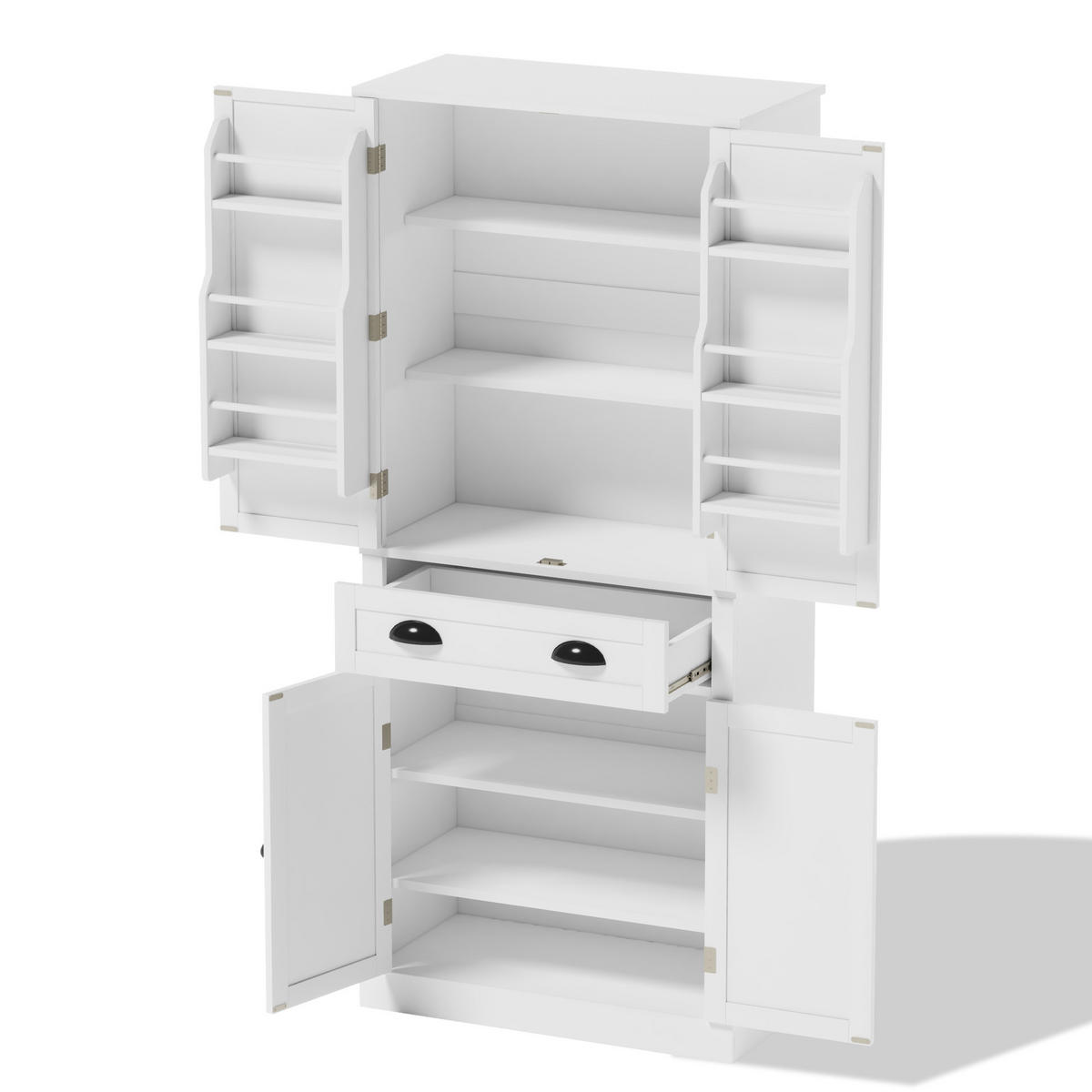BUFFETSCHRANK 80/40/182 cm mit 4 Türen, 1 Schublade und verstellbaren Einlegeböden, vielseitiger Stauraum, Weiß - Weiß, Holzwerkstoff (80/182/40cm) - Redom